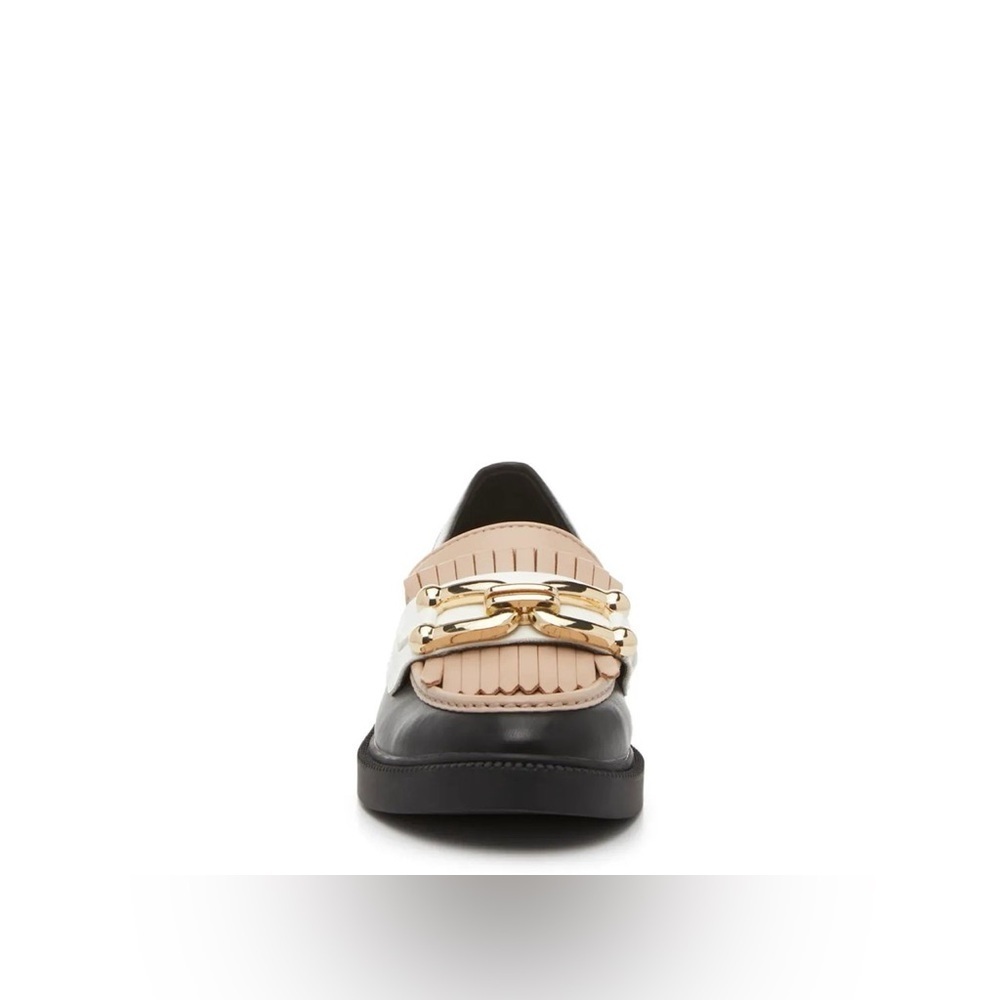 Marc Fisher Black, Cream, and Tan Loafers with Gold Detail - Picture 4 of 7